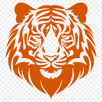 A high-quality illustration of a tiger's head with sharp lines and vibrant color.