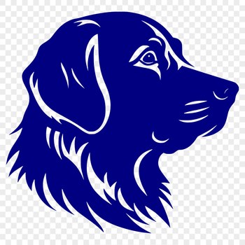 A portrait illustration of a friendly Golden Retriever dog with its head held high.