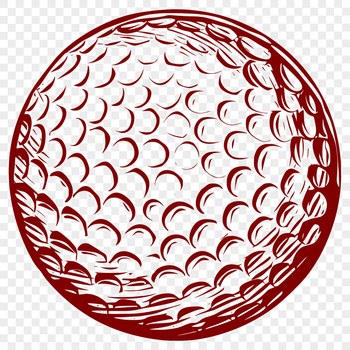 A simple vector illustration of a golf ball and club in motion on a green.