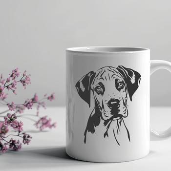 A detailed illustration of a large breed dog's head, suitable for vector art designs and cutting machine projects.