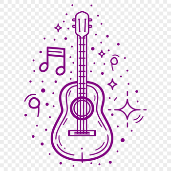 A detailed illustration of a classic electric guitar with six strings.