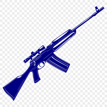 A detailed illustration of a rifle with metal components and wooden stock.