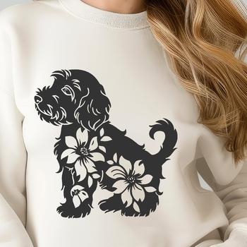 An isolated vector image of a Havanese dog depicted in a detailed design.