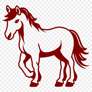 A simple line drawing of a standing horse in profile.