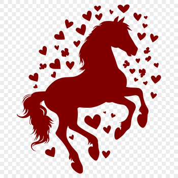 A simple horse illustration with heart shapes and patterns.
