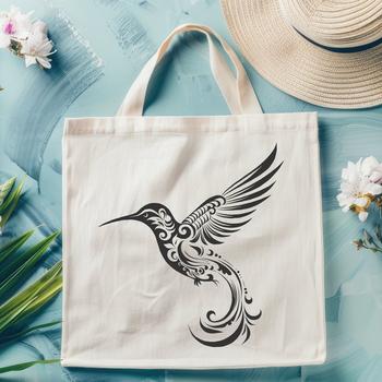 A vibrant illustration of a hummingbird in mid-flight, showcasing its full body and ornate details.