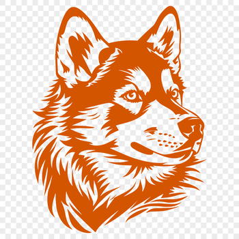 A Siberian Husky dog's head, depicted as a digital vector illustration for design purposes.