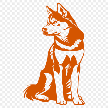An SVG vector graphic of a cute Siberian Husky sitting upright on its haunches.