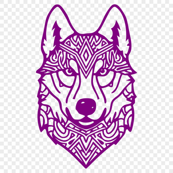A detailed illustration of a Siberian Husky's head.