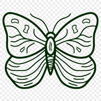 A simple line drawing of a butterfly's full body, illustrating its wings and body shape.