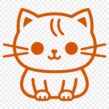 Simple line drawing of a cute kitten sitting on its haunches, suitable for various uses.