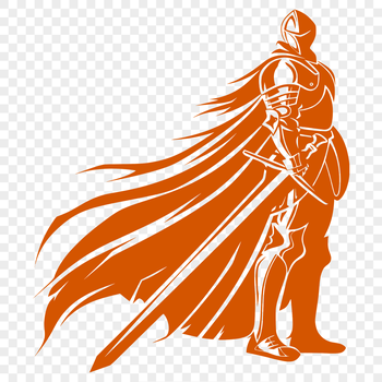A medieval-style knight in full armor, rendered as a vector graphic.