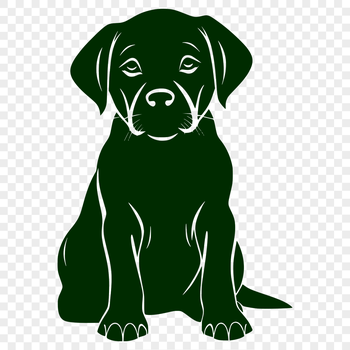 Close-up illustration of a sitting Labrador Retriever dog with a friendly expression.