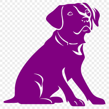 A digital illustration of a full-body Labrador Retriever sitting calmly.