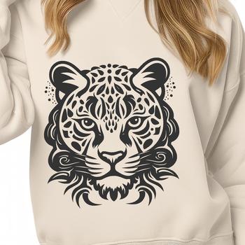 A large cat with a distinctive spotted coat and rounded head, suitable for vector graphics and cutting machine designs.