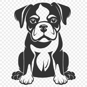 A sitting bulldog, full-body illustration suitable for various uses including pet design and commercial applications.