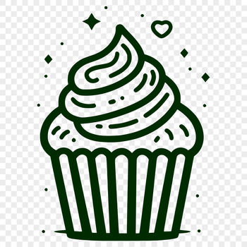 A colorful cupcake with frosting and decorations, ideal for vector art designs and cutting machine projects.