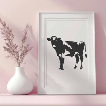 An SVG graphic representation of a cow featuring the animal's head, body, and legs.