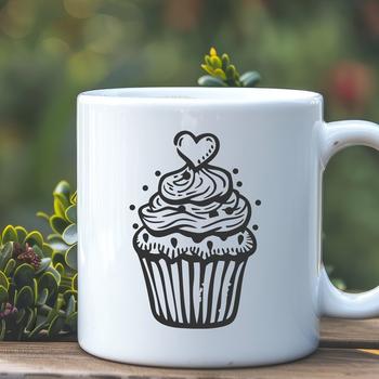 A colorful cupcake illustration made from vector graphics.