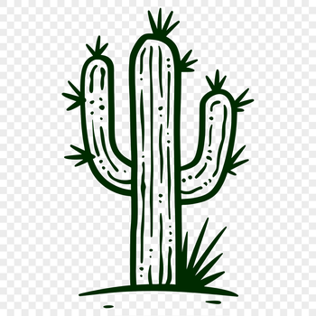A detailed illustration of a desert plant with sharp spines and waxy stems.
