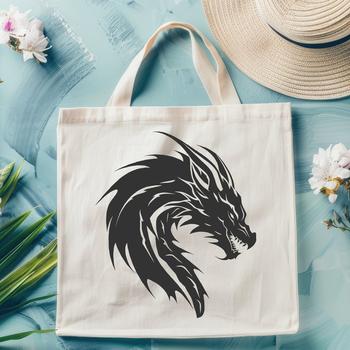Mythical creature illustration in vector format featuring a detailed dragon head.