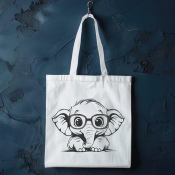 An elephant wearing glasses, depicted as a detailed vector design.