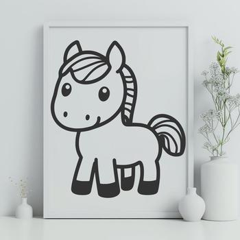 An SVG vector graphic representation of a horse with intricate design details.