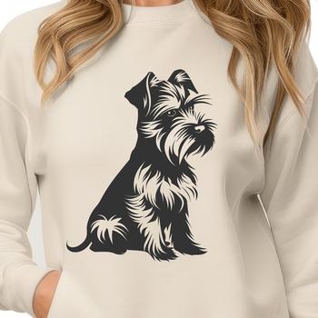 A vector illustration of a Miniature Schnauzer in its entirety, depicted in a sitting posture.