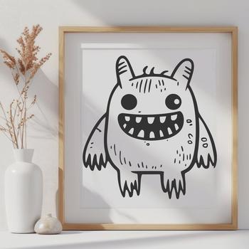 A playful, cartoon-style monster character designed as a vector graphic for crafting and design projects.