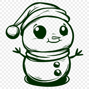 A stylized illustration of a snowman made from vector lines, suitable for digital design and printing.
