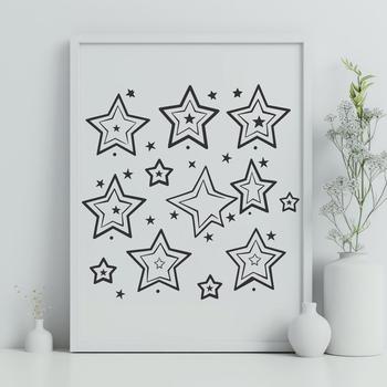 A geometric illustration of a star with five pointed tips, suitable for use in graphic design.