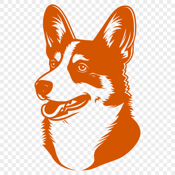A detailed illustration of a Welsh Corgi's head, suitable for vector design and cutting machine projects.
