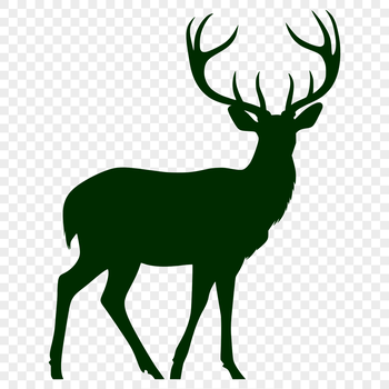 A single deer silhouette in black, forming a complete outline on a transparent background.