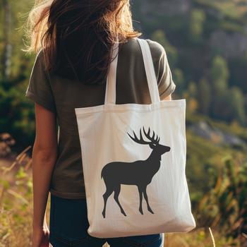 A single white-tailed deer depicted in a simple silhouette form, suitable for vector graphics.