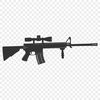 A detailed illustration of a rifle with realistic details, suitable for graphic design projects.