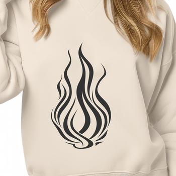 A simple flame shape with stylized flames extending upwards, suitable for graphic design projects.