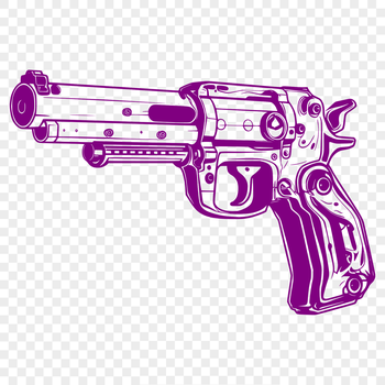 A detailed illustration of a revolver pistol firearm in vector format.