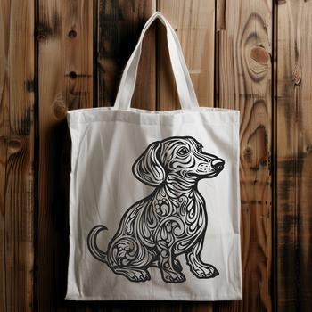 A stylized illustration of a full-body Dachshund sitting upright, suitable for vector design and commercial or personal use.
