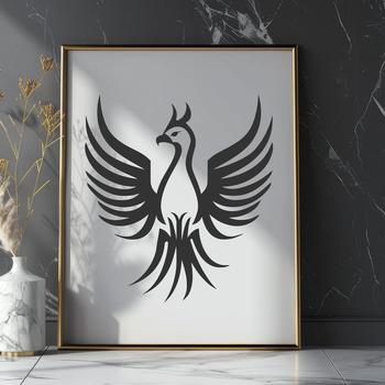 A stylized illustration of the mythical creature Phoenix, depicted in full body form.