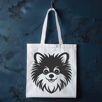 A detailed illustration of a small dog breed's head, rendered as a vector image.