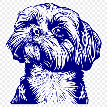 A cartoon representation of a Shih Tzu's head, suitable for vector art and clip art projects.