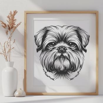 A small breed dog's head with a distinctive face and features.