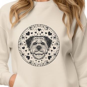 Havanese dog breed illustration with heart accents on its head.