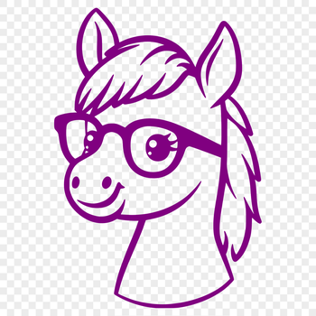 An equine figure with glasses perched on its head, created in vector format.