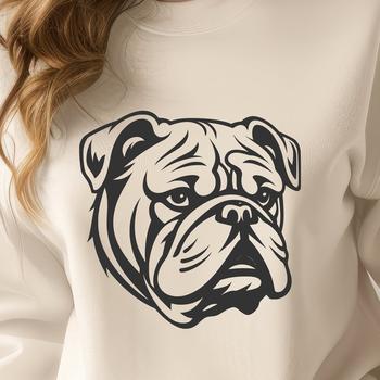 A close-up illustration of a bulldog's head, suitable for digital and print projects.