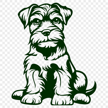A vector illustration of a sitting miniature dog with a distinctive beard.