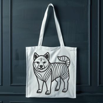 A full-body illustration of a standing Shiba Inu dog with distinctive fox-like features.