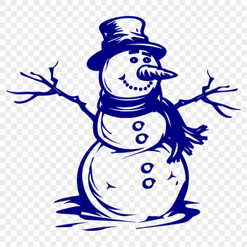 A winter snowman made from stacked snow blocks.