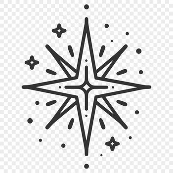 A stylized illustration of a Christmas star in various colors, suitable for vector graphics design.