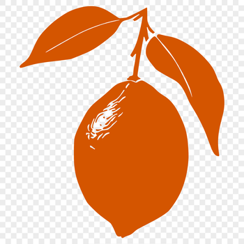 A yellow citrus fruit with a small green leaf stem, illustrated in a clean vector style.